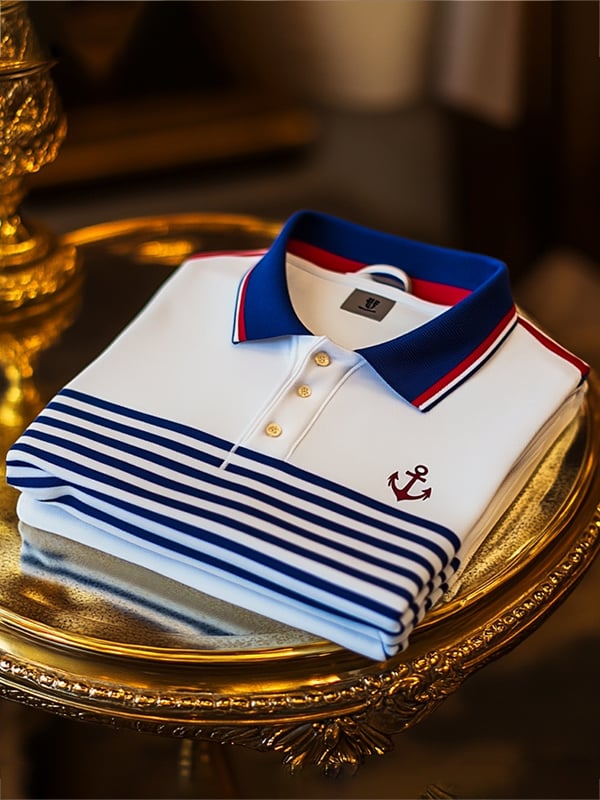 Men's Stripe Logo Polo Shirt